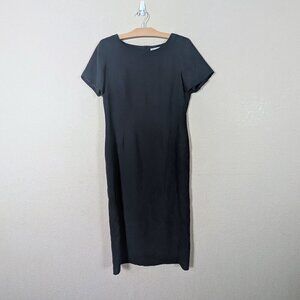 Vtg 90s Victoria Holley Black 100% Silk Maxi Dress Size 12 Minimalist Classic